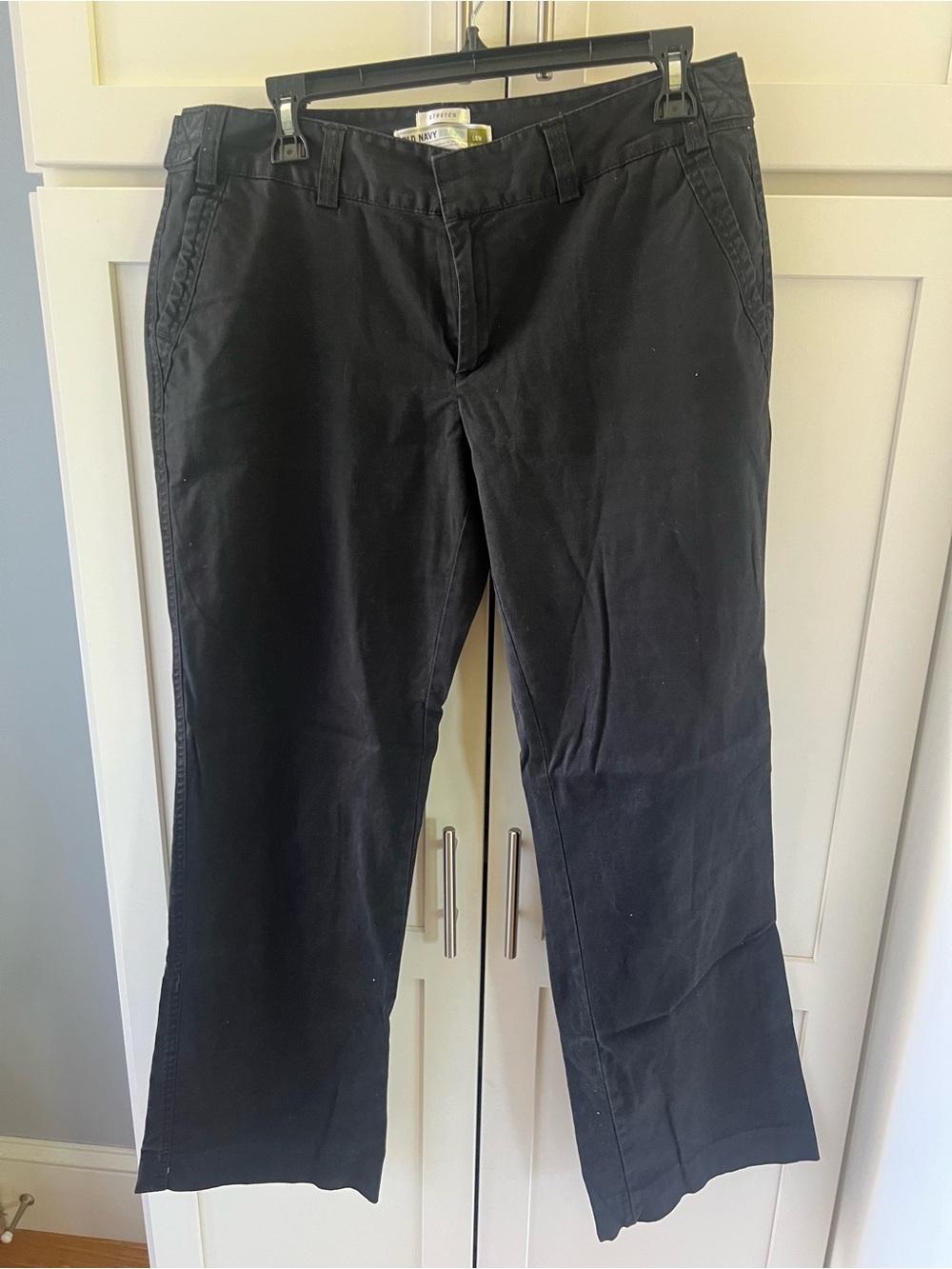 Old Navy Black Chino Pants Straight Leg Twill Cotton Stretch Pockets